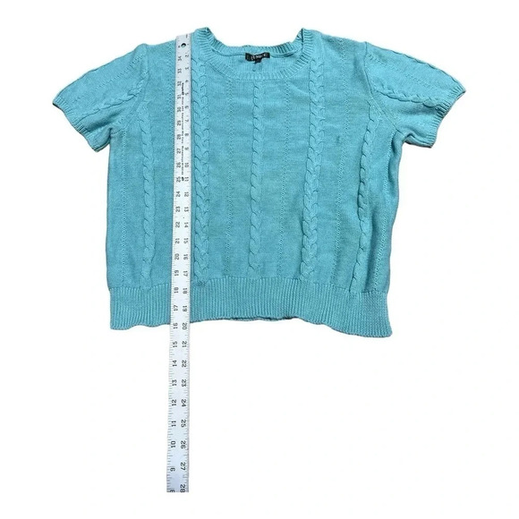 21 Main Short‎ Sleeve Knit Sweater Top - Aqua Blue Womens Size large - Picture 6 of 6